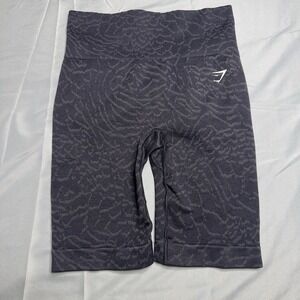 Gymshark Compression Biker Shorts Adapt Animal Print Black High Waist Yoga Ruche